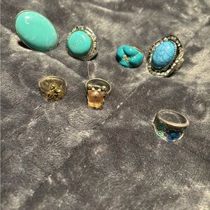 Turquoise and Silver Women's Ring Set